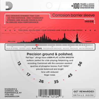 D'Addario EFT17 Flat Tops Phosphor Bronze Acoustic Guitar Strings, 13-56 image 2