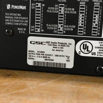QSC CX1202V 1200W 70V 2-Channel Power Amplifier CG011ZY image 10