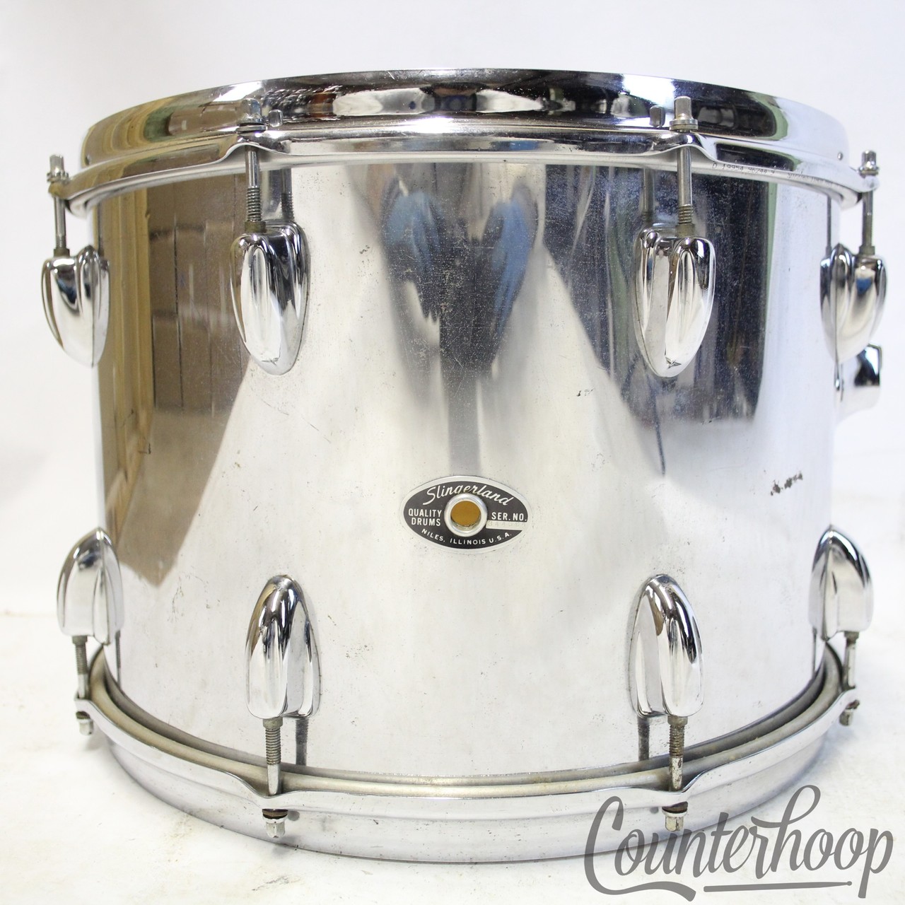 Slingerland 14x10" Chrome Over Wood Tom Drum 3Ply COW Sound King Vintage 70s USA — main photograph