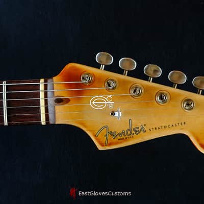 Fender Stratocaster Surf Green over Sunburst Made in USA Heavy Aged Relic image 11