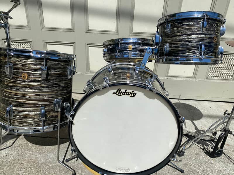 Holy Grail! Ringo Starr Ludwig Black Oyster Pearl 3 Piece Downbeat Drum Set image 1