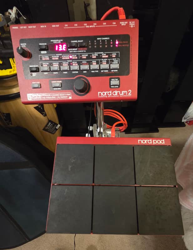 Nord Drum 2 6-Channel Modeling Percussion Synthesizer with Pad Controller 2014 - 2016 - Red with Black Pads image 1