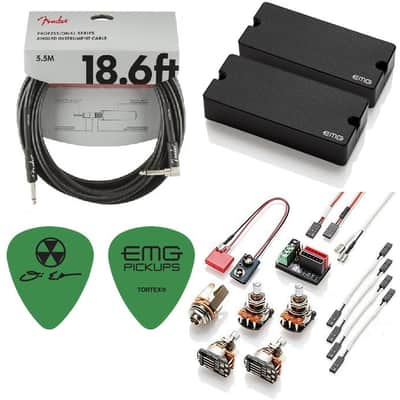 EMG DE Set Black David Ellefson Of Megadeth 4 String Soapbar Active Bass Pickups 35DC & 35CS (CABLE) image 1