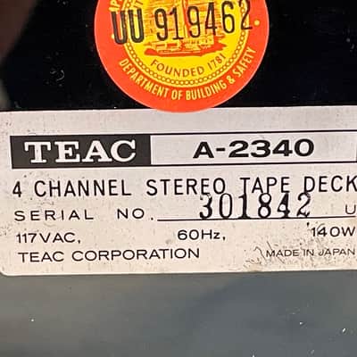 TEAC A-2340 1/4" 4-Track Reel to Reel Tape Recorder 1970s - Silver image 15