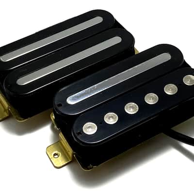 Thunder Rail Mixed HH Set, Thunder Bucker Bridge + Power Rail Neck Humbucker ~ Black with Chrome image 2