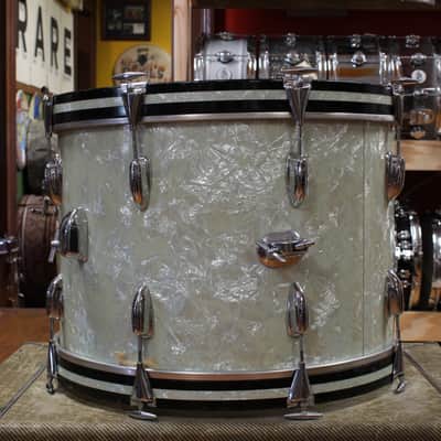 1960s Slingerland Gene Krupa Deluxe Outfit in White Marine Pearl 14x20 9x13 16x16 image 6