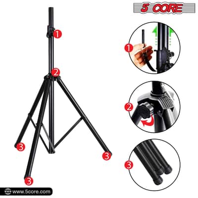 5 Core Speaker Stand Tripod Heavy Duty Adjustable 48" Universal Mount for PA DJ Studio image 7