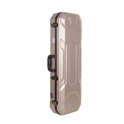Crossrock 4/4 size Violin Case | ABS Molded Hardshell with Interior Compartment, 2 Bow Holders, Security Lock, and Detachable Straps-Champagne image 7