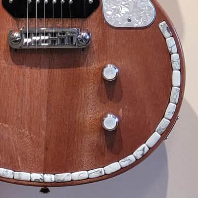 Custom Designed & Crafted Double Cutaway 1959 Les Paul Jr. Style-Matte White Howlite Stones Serial #069 2025 image 5