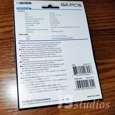 Boss BAPC15 - Earphone and Guitar Cable Set for BR Series Recorders... NEW! image 4