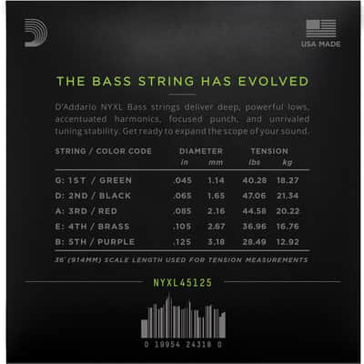 DADDARIO NYXL45125 Lt-Med/Long Scale 045-125 Nickelplated Steel Wound. Saiten für E-Bass image 2
