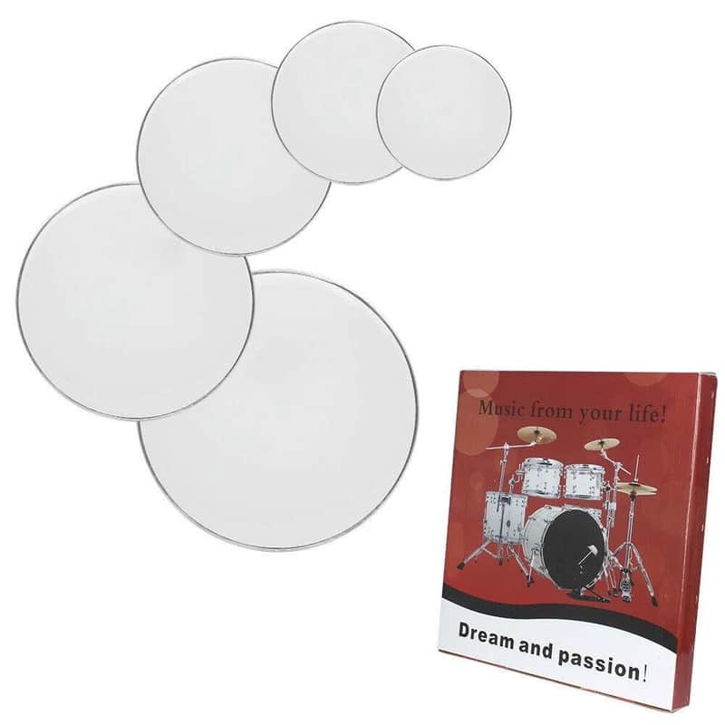 New 5 Pcs Professional 12" 13" 14" 16" 22" Drum Heads Drum Skins Set White image 1