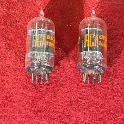 RCA Vintage Pair 12AU7 Preamp/Amplifier Vacuum Tubes 1960s - Clear Glass / Red Letter image 3