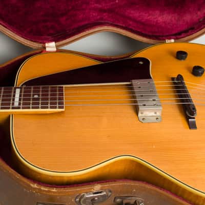 National  New Yorker Arch Top Hollow Body Electric Guitar (1941), ser. #993G, period brown hard shell case. image 13