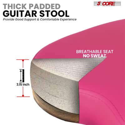 5Core Guitar Stool 3.15" Padded Chair w Backrest Foldable Music Seat Built in Foot Rest Guitar Stand image 4