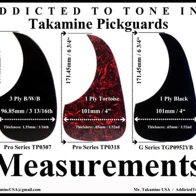 Takamine Pro Series TP0307 Acoustic Guitar 3 Ply B/W/B Pickguard / OEM Geniuine Part image 10
