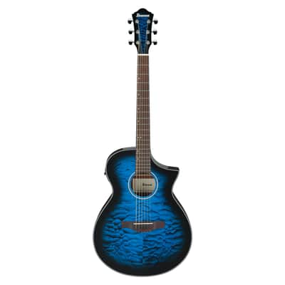 Used Ibanez AEWC16QA A/E Guitar - Transparent Blue Sunburst High Gloss image 2