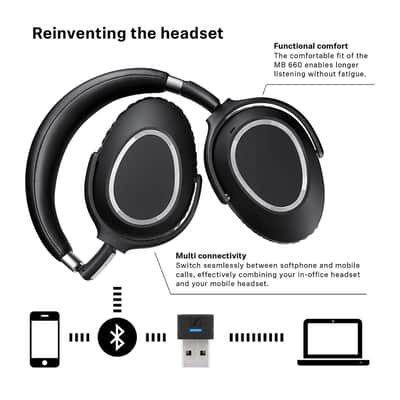 Sennheiser - MB 660 UC MS - Wireless Bluetooth Mobile Business Headset - Black image 4