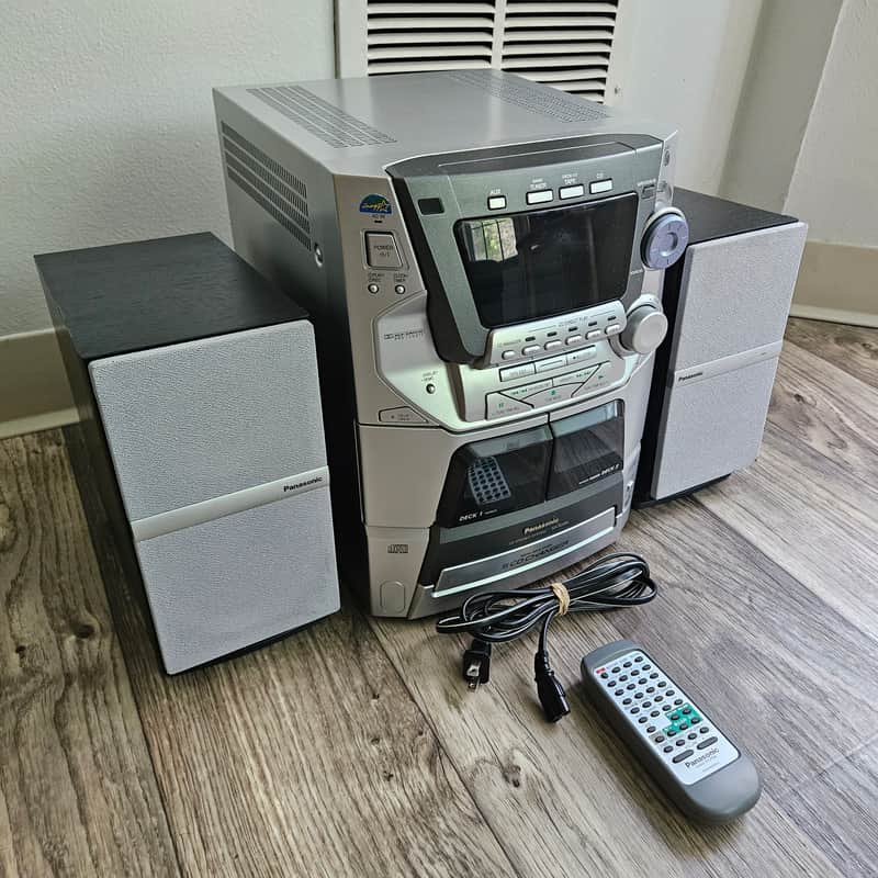 Panasonic SA-AK66 Stereo System + Speakers - AM/FM, 5 CD, Dual Tape - Works 100% image 1