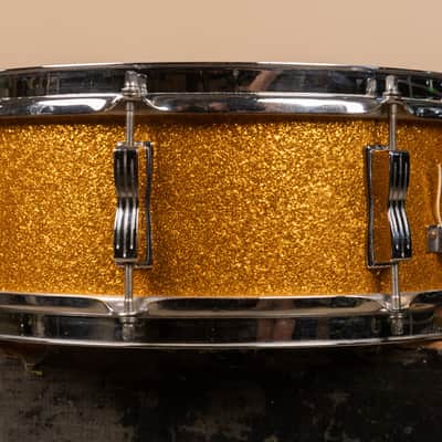 1965 Ludwig 5x14 Gold Sparkle Jazz Festival Snare Drum image 6
