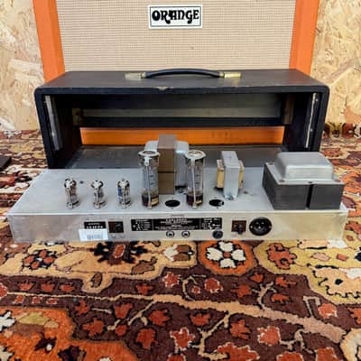 Immagine Vintage 1960s Carlsbro CS60 PA Valve Guitar Amplifier Head w/ Lay Down TF - 11