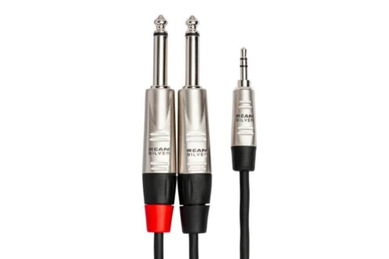 Hosa HMP-003Y Pro Stereo Breakout Cable, REAN 3.5 mm TRS to Dual 1/4" TS - 3 Foot image 1