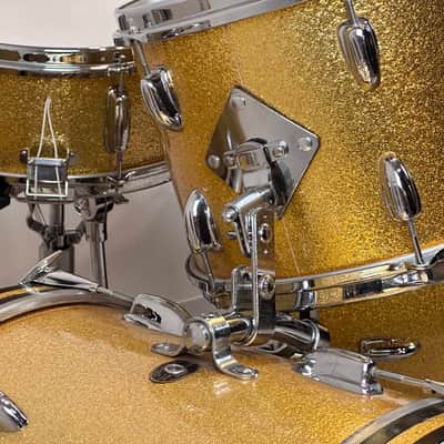 Slingerland 22/22/12/13/16/5.5x14" VIDEO Vintage 60's Drum Set - Gold Sparkle image 6