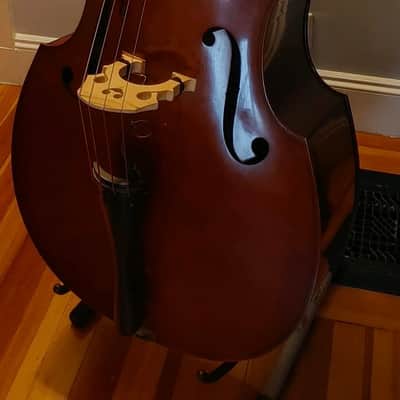 samuel shen SB100 3/4 upright bass with pickup and gig bag image 2