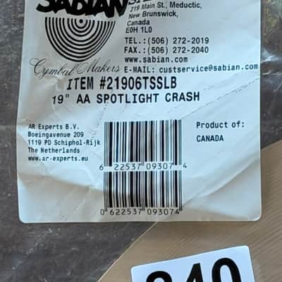 Brand New Sabian 19" AA Spotlight Crash Cymbal image 10