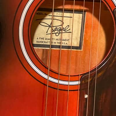 Regal T-12 USA Made 1950's / 1960's  Vintage acoustic Clean!  Red Rubine Sunburst image 6