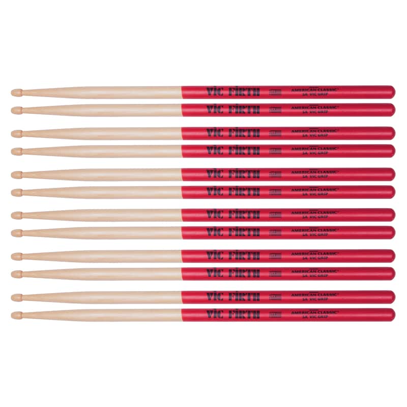Vic Firth American Classic 5A Vic Grip Wood Tip Drum Sticks (6 Pair Bundle) image 1
