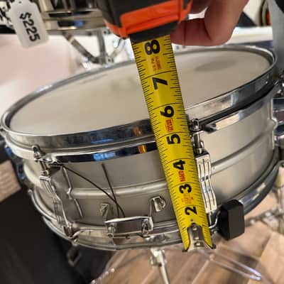 Ludwig No. 404 Acrolite 5x14" 8-Lug Aluminum Snare Drum with Pointed Blue/Olive Badge 1969 - 1979 - Matte Aluminum image 15
