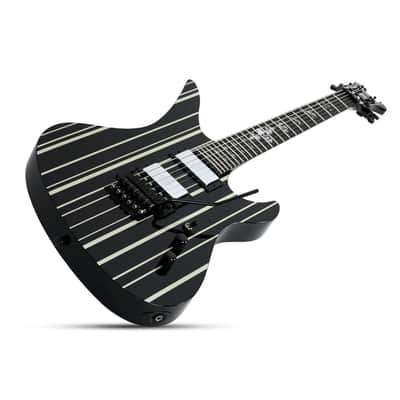 Schecter Synyster Gates Signature Custom Floyd Rose - Ebony Fingerboard, Gloss Black w/Silver Pin Stripes image 2