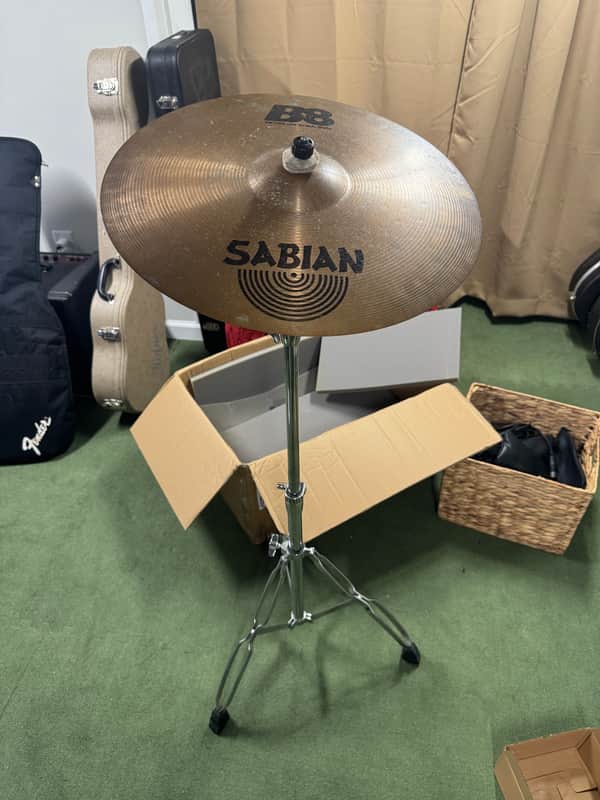 Sabian B8 18” Crash Ride Cymbal w/ Tama Cymbal Stand – Excellent Condition image 1
