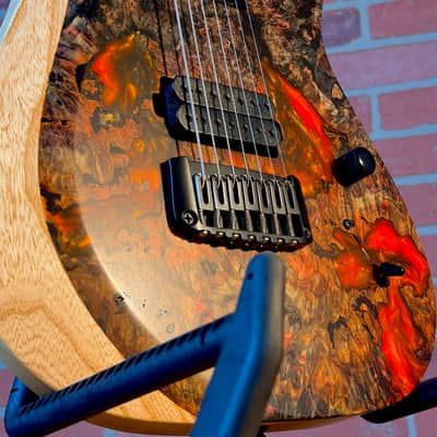 Schecter USA Custom Shop Sunset Extreme 7-string Electric Guitar - Natural Satin Stabilized Burl Top image 7