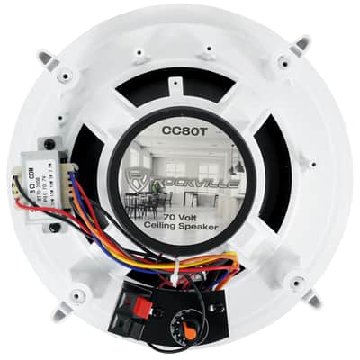 2) Rockville CC80T White 8" Commercial 70v Ceiling Speakers For Restaurant/ Bar image 14