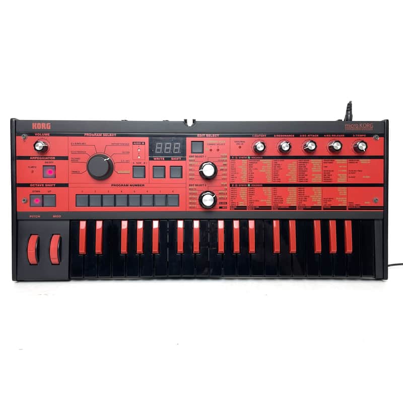 Korg MicroKORG Limited Black Red Edition BKRD w/ Universal power supply, Condenser mic and Original box 37-Key Synthesizer/Vocoder Worldwide Shipment image 1