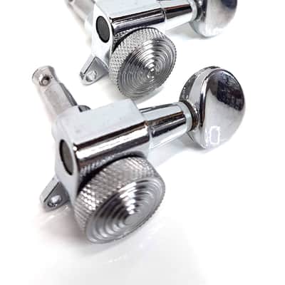 Brio Right Handed 6 In Line Guitar Locking Tuners Oval Chrome image 2