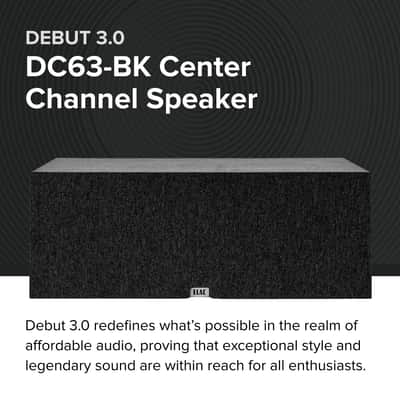 ELAC Debut 3.0 DC63-BK Center Channel Speaker, Black Ash - 1” Aluminum Dome Tweeter & Dual 6.5” Aramid Fiber Woofers - 2-Way Bass Reflex - 50Hz to 38KHz Response image 2