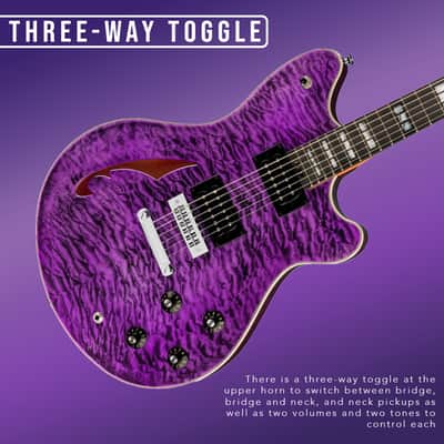 EVH SA-126 6-String Right-Handed Special QM Electric Guitar with 12 to 16-Inch Compound Ebony Fingerboard, 22 Jumbo Frets, and Triple Block Inlays (Transparent Purple Ebony) image 4