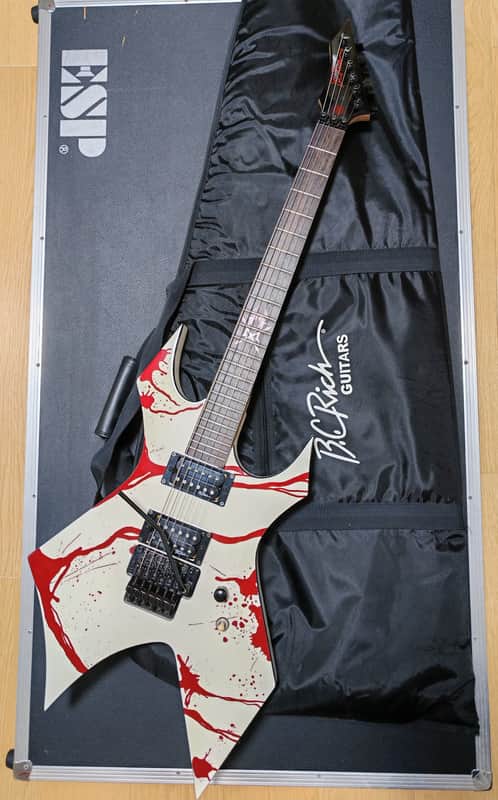B.C. Rich Joey Jordison Signature Warlock Murderdolls - White Blood Splatter image 1