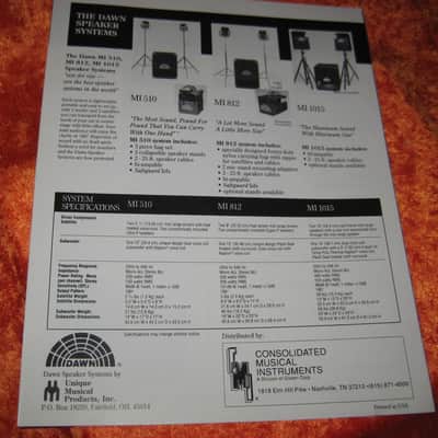 Dawn Speaker Systems Sales Product Brochure 1995 image 2