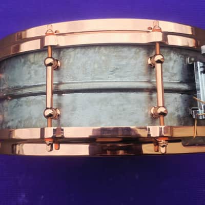 Ludwig LM400 prototype AVH Limited Edition Alex Van Halen Signature Supraphonic 6.5x14" 10-Lug Aluminum Snare Drum with Tube Lugs, Copper Hardware 2017 - Raw Aluminum image 2