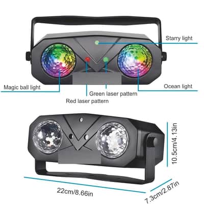 Party Disco DJ Light, 5-in-1 LED Stage Light Ocean Star Projector Music Sound with Remote Control for Parties Birthday Christmas Gift Wedding KTV Bar Club Home Room Decor Lighting image 2