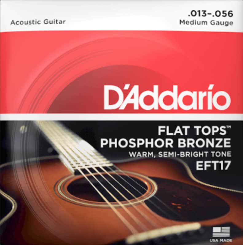 D'Addario EFT17 Flat Tops Phosphor Bronze Acoustic Guitar Strings, 13-56 image 1