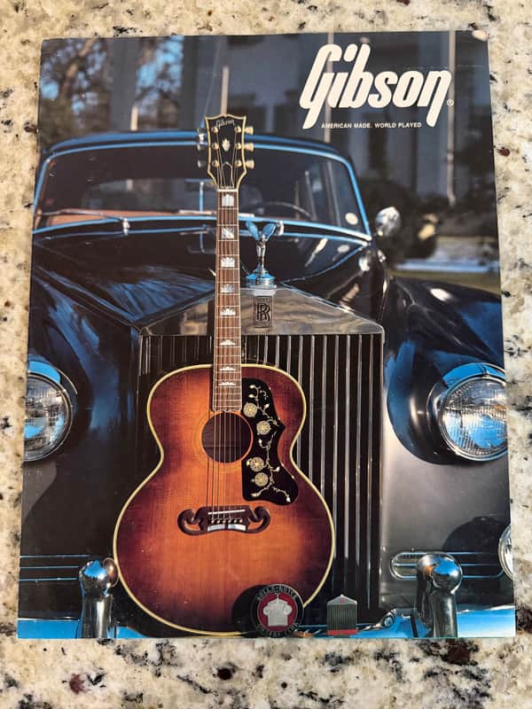 Gibson Acoustic Guitar Brochure 1986 dove hummingbird J 100 180 45 200 25 30 35 catalog image 1