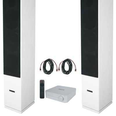 (2) Rockville Rocktower 64B White Home Audio Tower Speakers+Bluetooth/Wifi Amp image 1