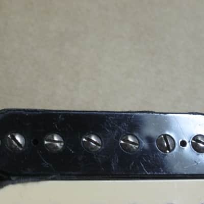 litely reliced player's wear StewMac Neck Humbucker Reverse Zebra (screws on black/flat poles on creme) 8.42k, Alnico 5, 50mm pole spacing, item # 101549 2000s-2010s, +screws/springs (orig 4 conductor wire shortened & 2 conductor wire added, Now 2 con) image 22
