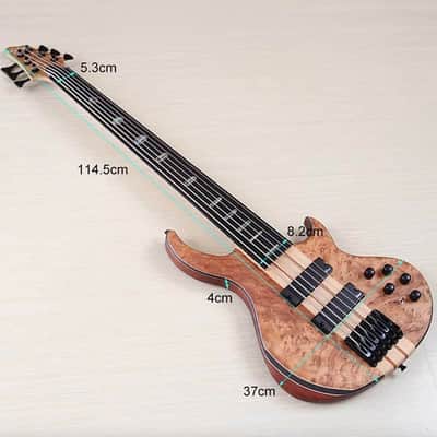 Custom Fretless 5 String Electric Bass, Burl Wood Top Body, Maple Neck image 5
