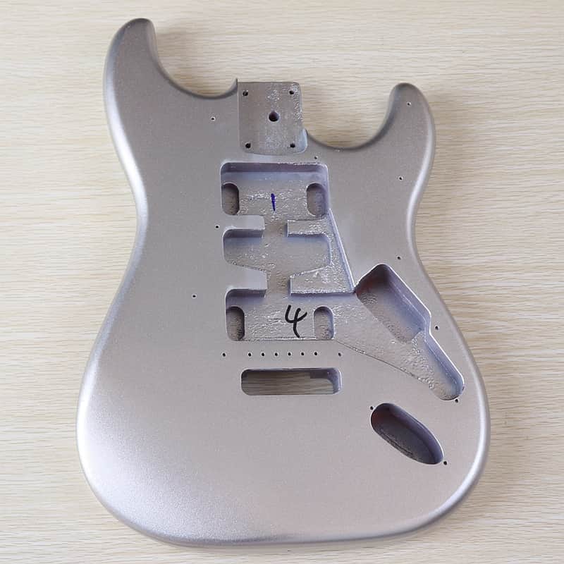 Metallic Silver Finish Guitar Strat Style Body image 1